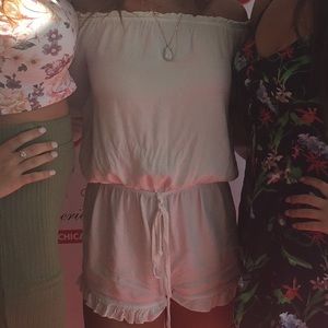 White off the shoulder romper
